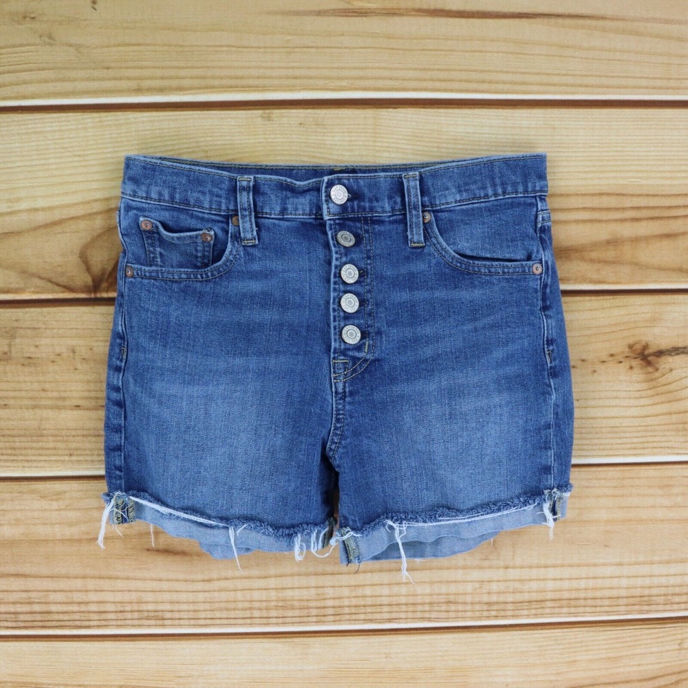 Gap Jean Shorts Cuffed Womens WAIST: 27 INCHES Pockets Distressed Button Fly